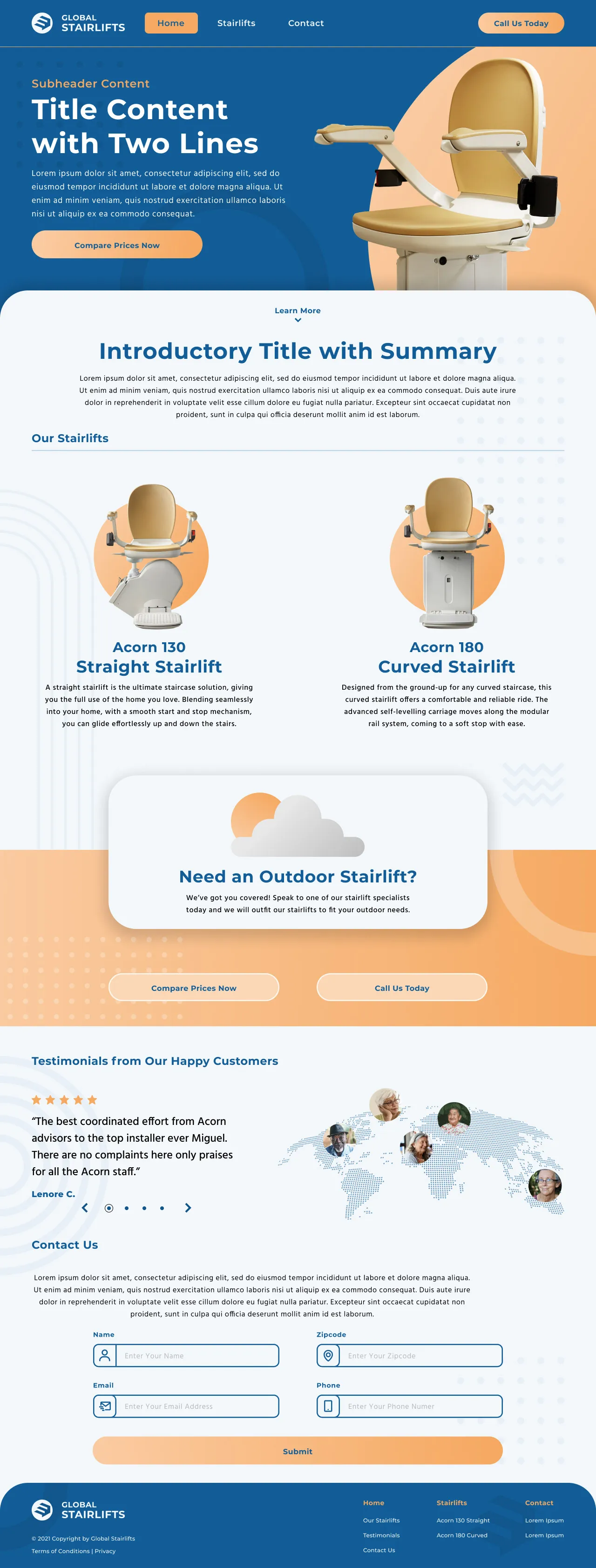 Global stairlifts affiliated business website designed at Acorn