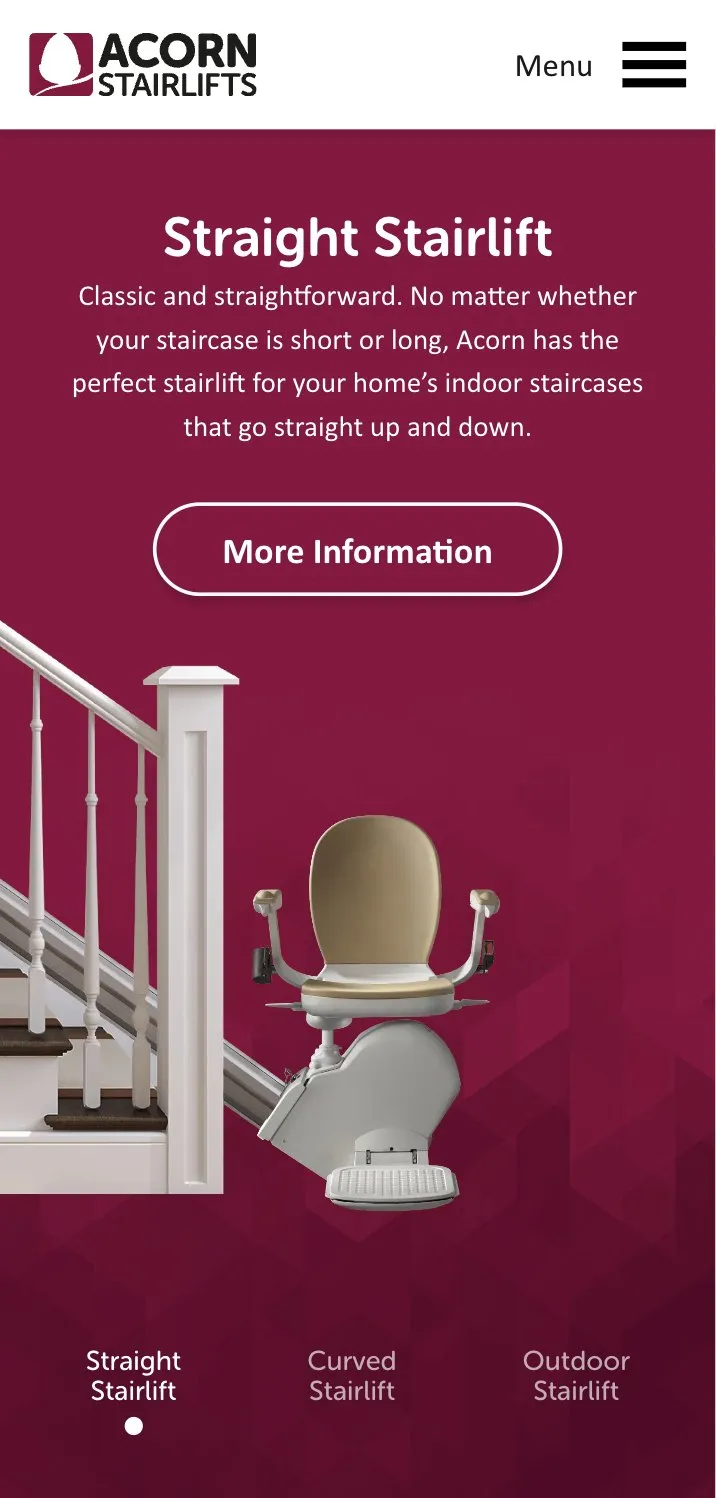 Redesigned Acorn UK homepage hero on a phone