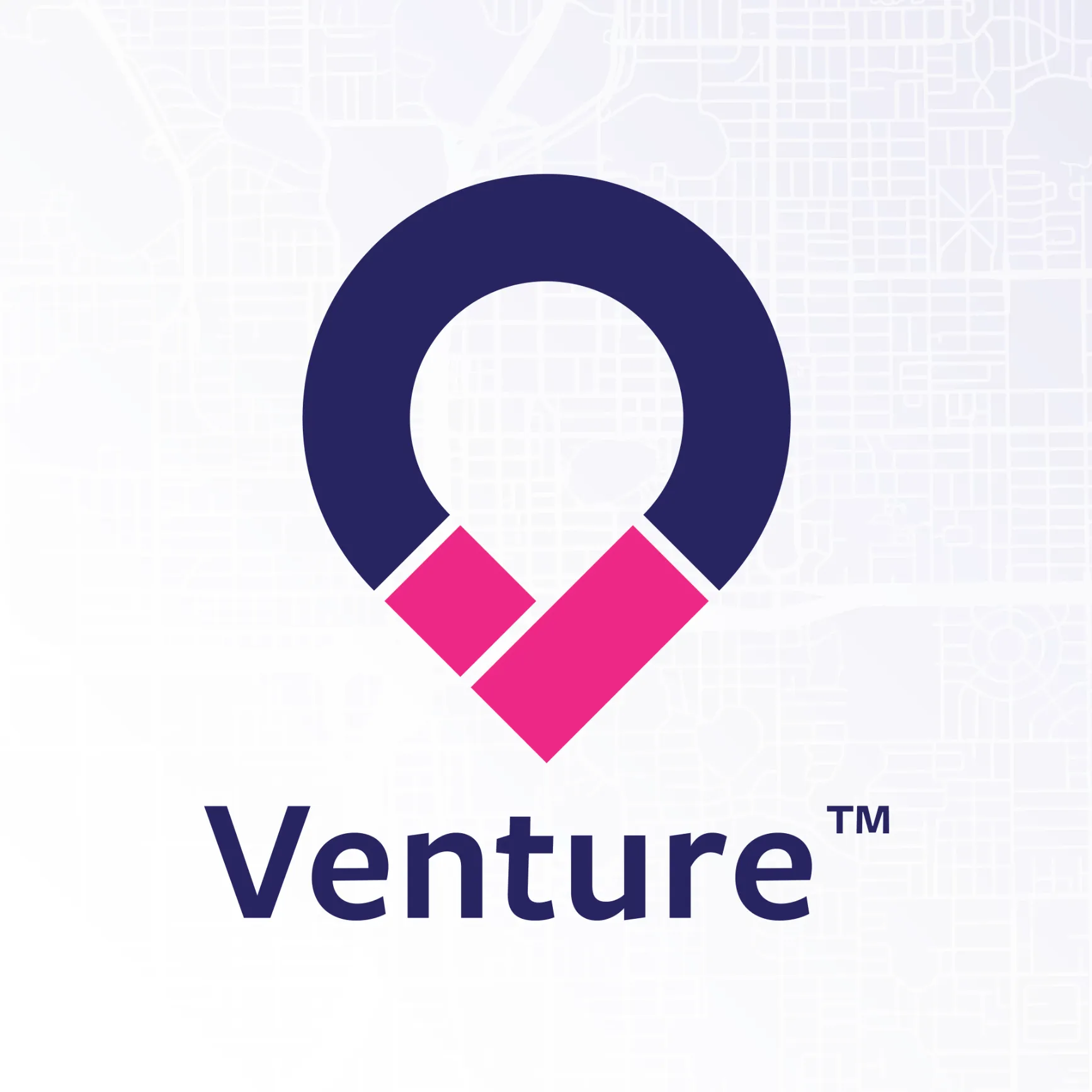 Finished Venture visual identity applied to a map