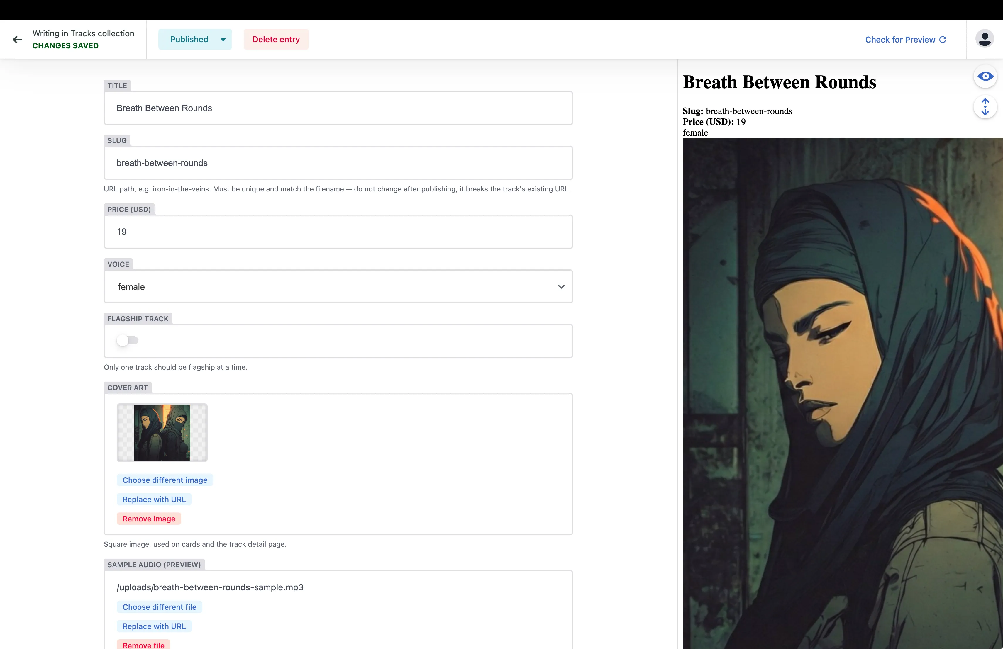 ZilalWorks content management interface with live preview